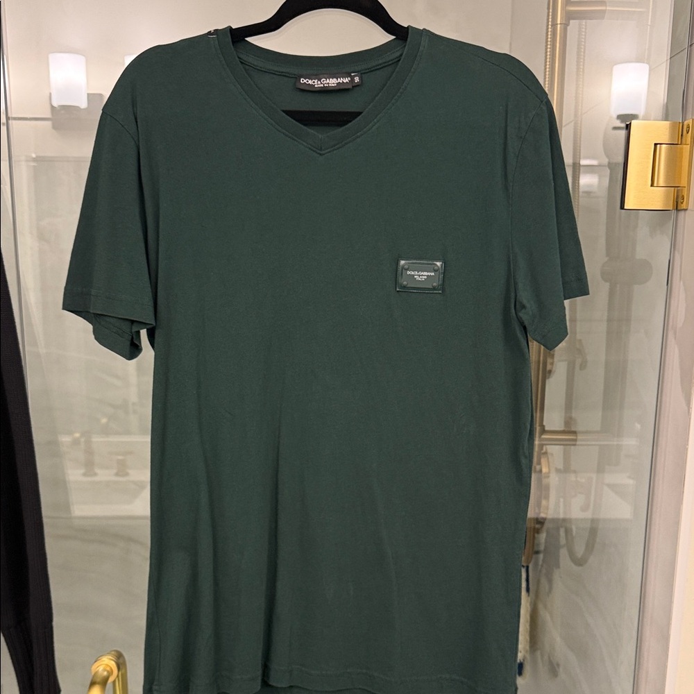 Dolce & Gabbana Men's Dark Green V-Neck Tee